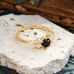 Classic 6-Prong Round Cut Black Onyx Engagement Ring