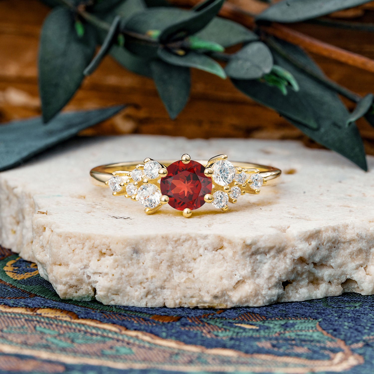 Classic 6-Prong Round Cut Garnet Engagement Ring