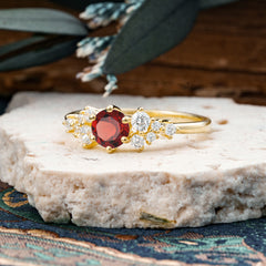 Classic 6-Prong Round Cut Garnet Engagement Ring