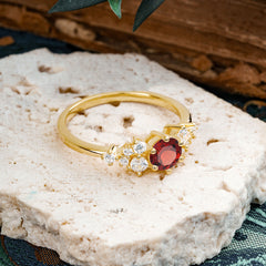 Classic 6-Prong Round Cut Garnet Engagement Ring