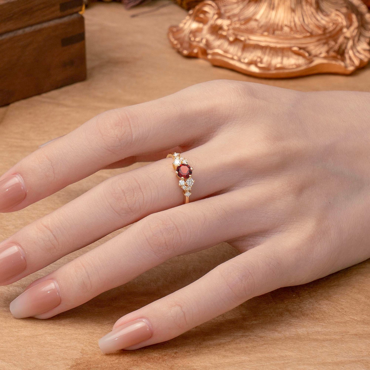Classic 6-Prong Round Cut Garnet Engagement Ring