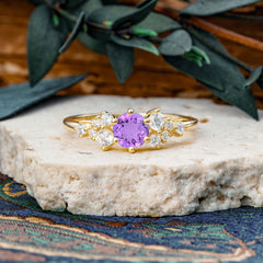 Classic 6-Prong Round Cut Amethyst Engagement Ring