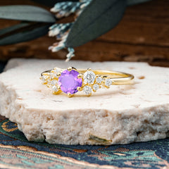 Classic 6-Prong Round Cut Amethyst Engagement Ring