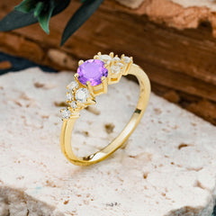 Classic 6-Prong Round Cut Amethyst Engagement Ring