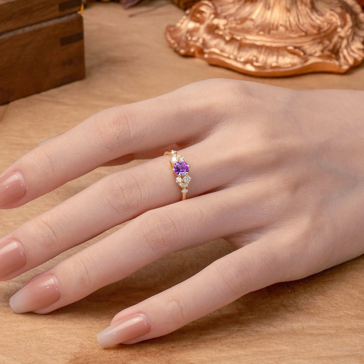 Classic 6-Prong Round Cut Amethyst Engagement Ring