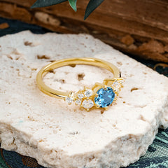 Classic 6-Prong Round Cut Aquamarine Engagement Ring