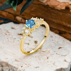 Classic 6-Prong Round Cut Aquamarine Engagement Ring