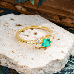Classic 6-Prong Round Cut Emerald Engagement Ring