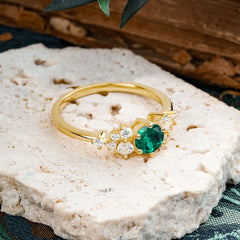 Classic 6-Prong Round Cut Emerald Engagement Ring