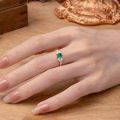 Classic 6-Prong Round Cut Emerald Engagement Ring
