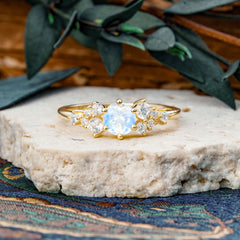 Classic 6-Prong Round Cut Moonstone Engagement Ring
