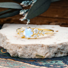 Classic 6-Prong Round Cut Moonstone Engagement Ring