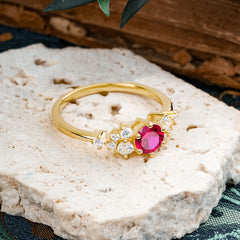 Classic 6-Prong Round Cut Ruby Engagement Ring