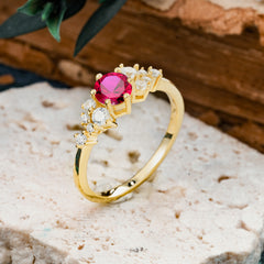 Classic 6-Prong Round Cut Ruby Engagement Ring