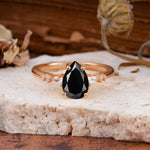 Pear Cut Black Onyx Three-Stone Engagement Ring for her - Additional view