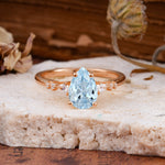Pear Cut Aquamarine Three-Stone Engagement Ring for her - Additional view