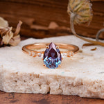 Pear Cut Alexandrite Three-Stone Engagement Ring for her - Additional view