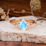 Pear Cut Moonstone Three-Stone Engagement Ring for her - Additional view