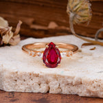 Pear Cut Ruby Three-Stone Engagement Ring for her - Additional view