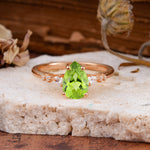 Pear Cut Peridot Three-Stone Engagement Ring for her - Additional view