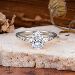 Pear Cut Moissanite Three-Stone Engagement Ring for her - Additional view
