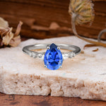 Pear Cut Sapphire Three-Stone Engagement Ring for her - Additional view