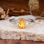 Pear Cut Citrine Three-Stone Engagement Ring for her - Additional view