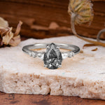 Pear Cut Black Rutilated Quartz Three-Stone Engagement Ring for her - Additional view