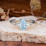 Pear Cut Aquamarine Three-Stone Engagement Ring for her - Additional view