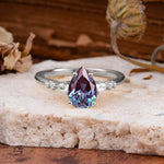 Pear Cut Alexandrite Three-Stone Engagement Ring for her - Additional view