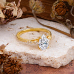 Pear Cut Moissanite Three-Stone Engagement Ring for her - Additional view