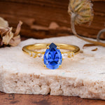 Pear Cut Sapphire Three-Stone Engagement Ring for her - Additional view