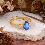 Pear Cut Sapphire Three-Stone Engagement Ring for her - Additional view