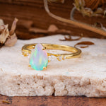 Pear Cut Fire Opal Three-Stone Engagement Ring for her - Additional view