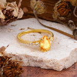Pear Cut Citrine Three-Stone Engagement Ring for her - Additional view
