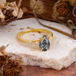 Pear Cut Black Rutilated Quartz Three-Stone Engagement Ring for her - Additional view