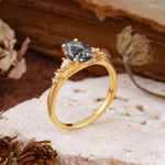 Pear Cut Black Rutilated Quartz Three-Stone Engagement Ring for her - Additional view