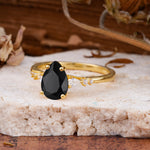 Pear Cut Black Onyx Three-Stone Engagement Ring for her - Additional view