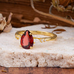 Pear Cut Garnet Three-Stone Engagement Ring for her - Additional view