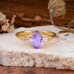 Pear Cut Amethyst Three-Stone Engagement Ring for her - Additional view