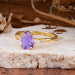 Pear Cut Amethyst Three-Stone Engagement Ring for her - Additional view