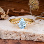 Pear Cut Aquamarine Three-Stone Engagement Ring for her - Additional view