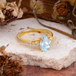 Pear Cut Aquamarine Three-Stone Engagement Ring for her - Additional view