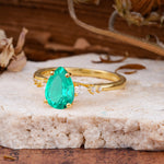 Pear Cut Emerald Three-Stone Engagement Ring for her - Additional view