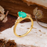 Pear Cut Emerald Three-Stone Engagement Ring for her - Additional view
