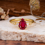 Pear Cut Ruby Three-Stone Engagement Ring for her - Additional view