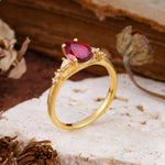 Pear Cut Ruby Three-Stone Engagement Ring for her - Additional view