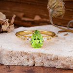 Pear Cut Peridot Three-Stone Engagement Ring for her - Additional view