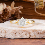 Nature Inspired 6 Prong Leaf Hexagon Cut Moissanite Engagement Ring - Additional view