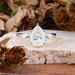 Vintage Pear Cut Moissanite Three Side Stone Engagement Ring with Accents - Additional view